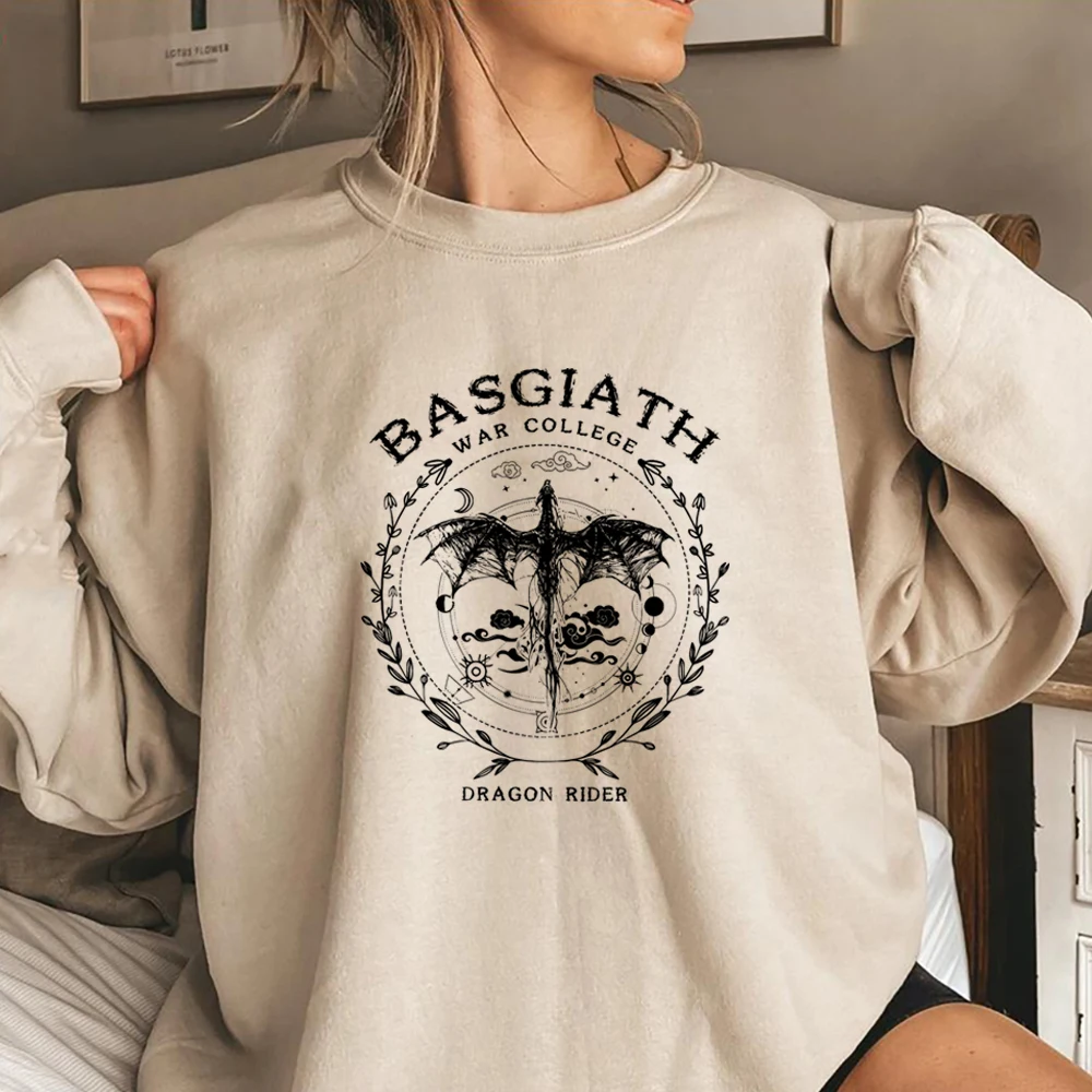 Vintage Basgiath War College Sweatshirt Golden Fourth Wing Hoodie Violet Sorrengail Dragon Rider Sweater Book Lover Sweatshirts