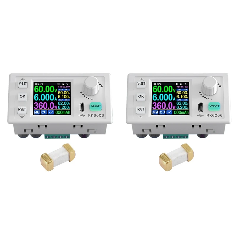 2X RK6006 Digital Control Power Supply Buck Converter 60V 6A 4 Digit COMM Adjustable DC To DC Step Down Voltage Bench