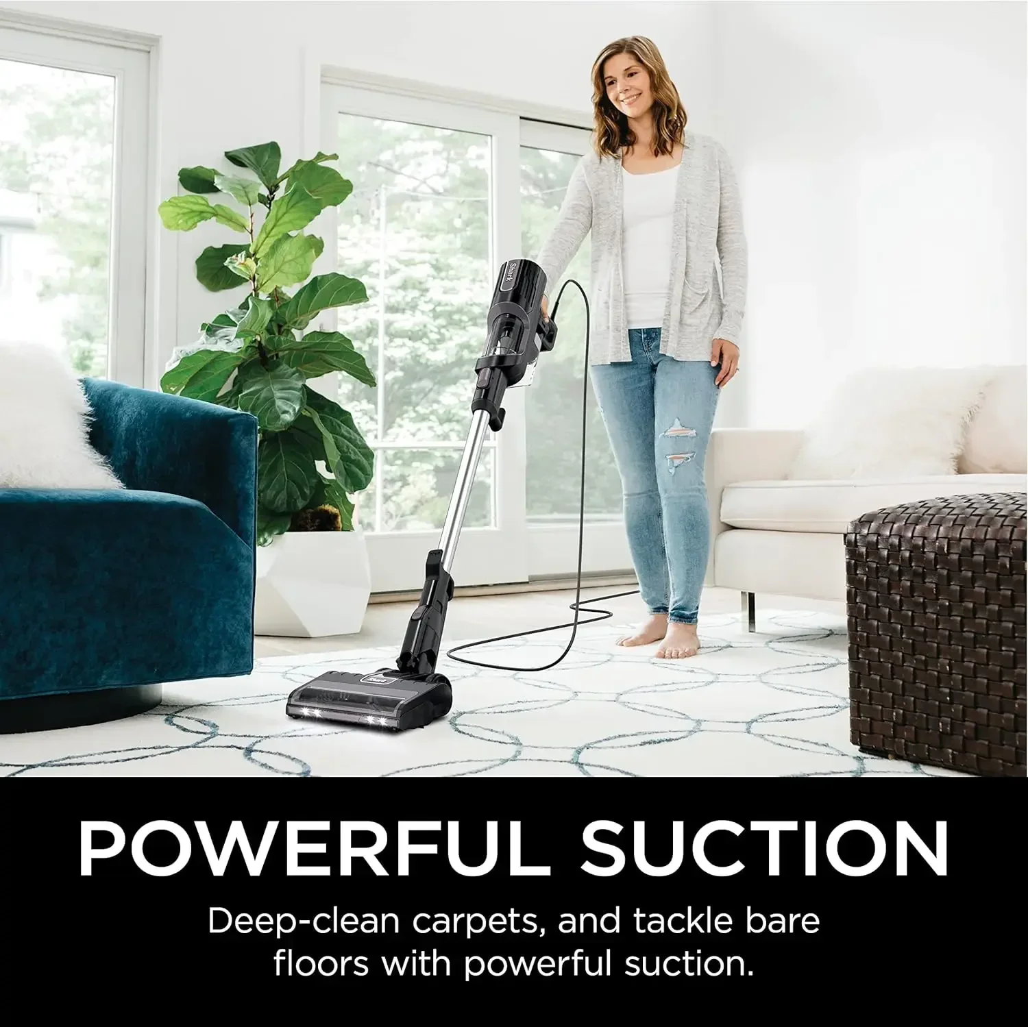 Shark HS152AMZ UltraLight Pet Plus Corded Stick Vacuum, with Swivel Steering, LED Headlights, Removable Dust Cup