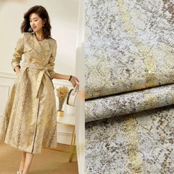 Jacquard Brocade Fabric Polyester Stiff Golden Silk Python Yarn-dyed Windbreaker Skirt Dress High-definition Diy Cloth