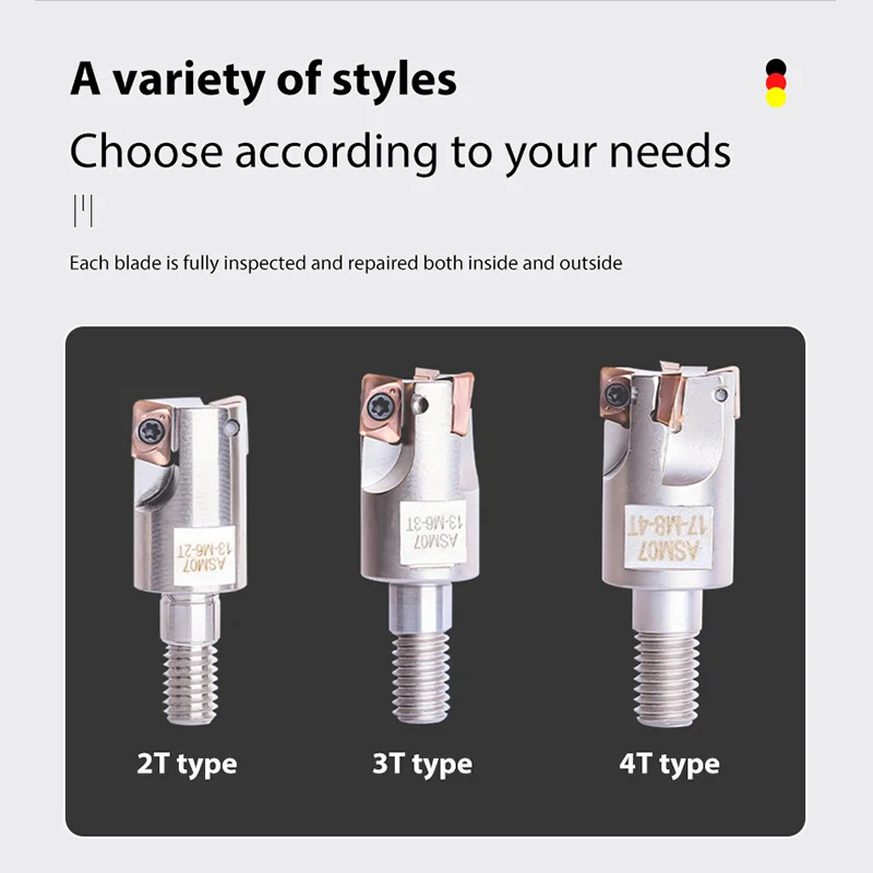 RL  Locking knife head ASM07 Small Diameter Milling Cutter 8 9 10 12 16 17 Indexable Endmill Cutter ESE07
