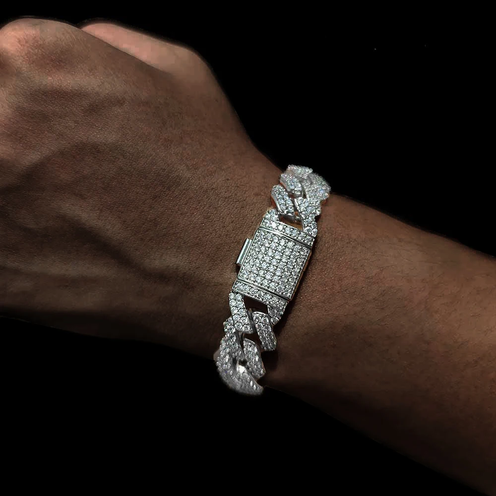 Hip Hop 15mm Micro CZ Iced Out Persoonlijkheid Prong Miami Cubaanse Link Armband Mode Cadeau voor Man en Vrouw Unisex