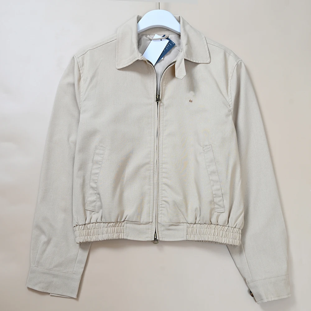 Casual Ladies' Short Jacket Autumn New Style Zipper Collar Linen Women's Outerwear Comfortable Fit Long Sleeve  Color
