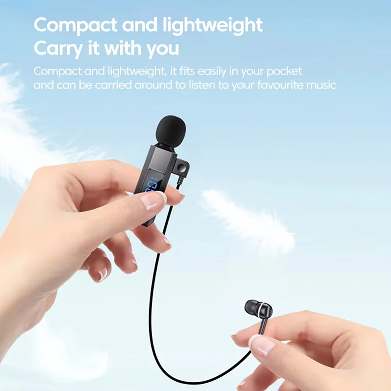 V5.5 Bluetooth  Headphones Collar-clip Wireless Earbuds With Microphone Hd Calling Noise Canceling Earphones Sports Hifi Headset