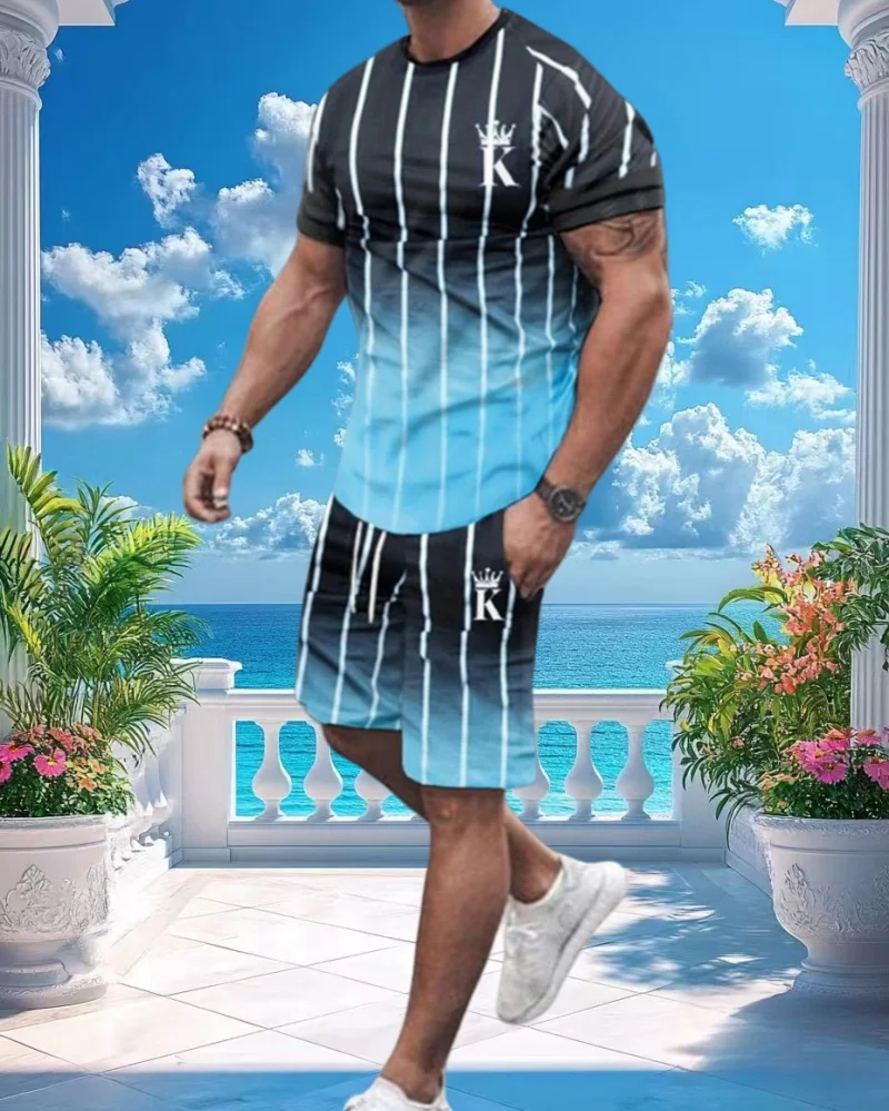 

2025 Summer Men's and Women's Suits Casual Fashion Loose Comfort Loose Breathable Stripes K Big Brand Luxury Trend Printing