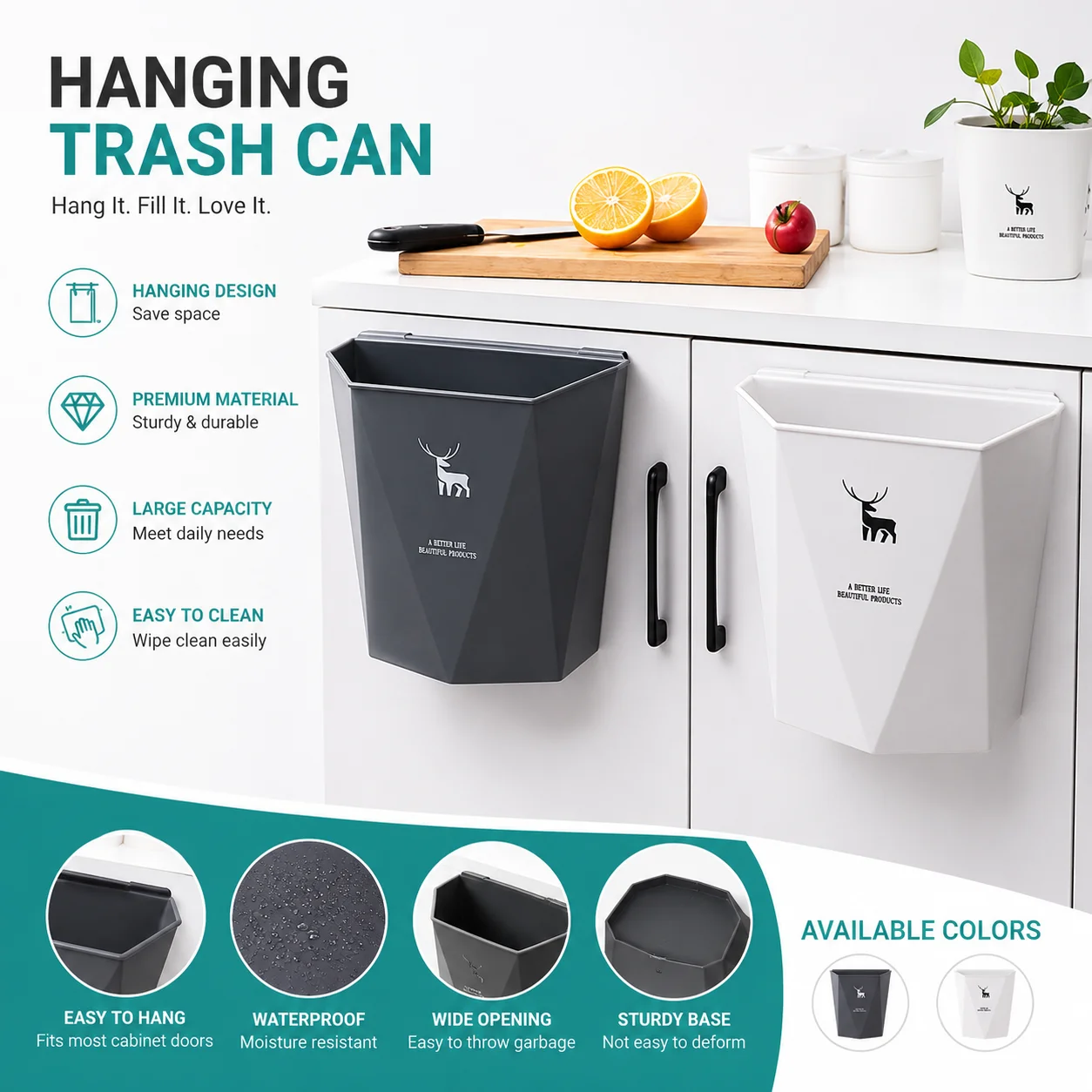 Food Storage Kitchen Cabinet - Nordic style kitchen special wall-mounted trash