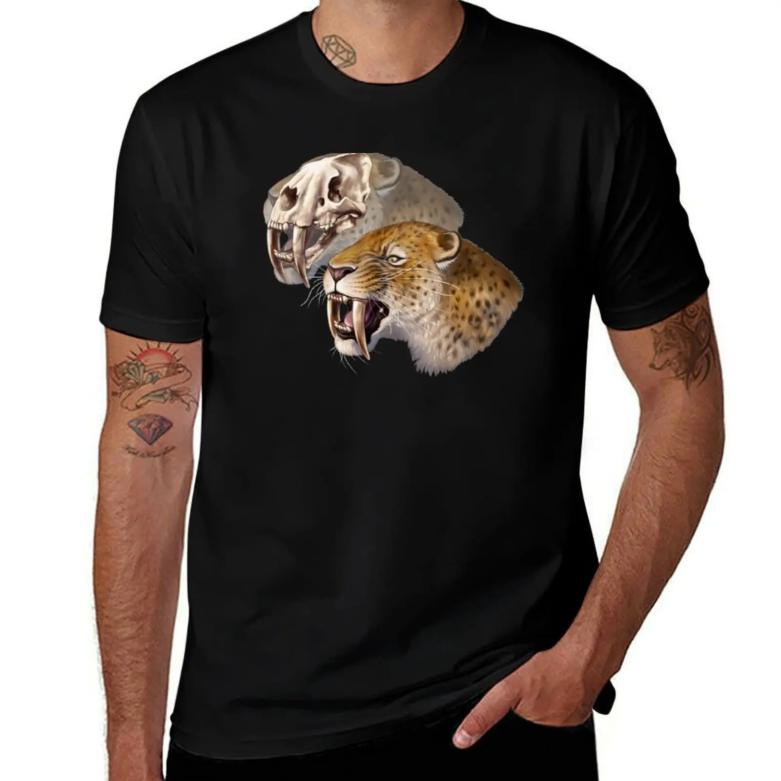 Sabre-toothed Cat (Smilodon fatalis) T-Shirt High Elasticity Sports T-Shirt