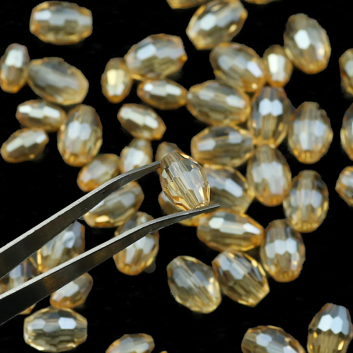 Gold Champagne Color 100-50pcs Rice Shaped Austrian Crystal Oval Round Loose Spacer Beads For Jewelry Making DIY 4x6/6x8mm image 2