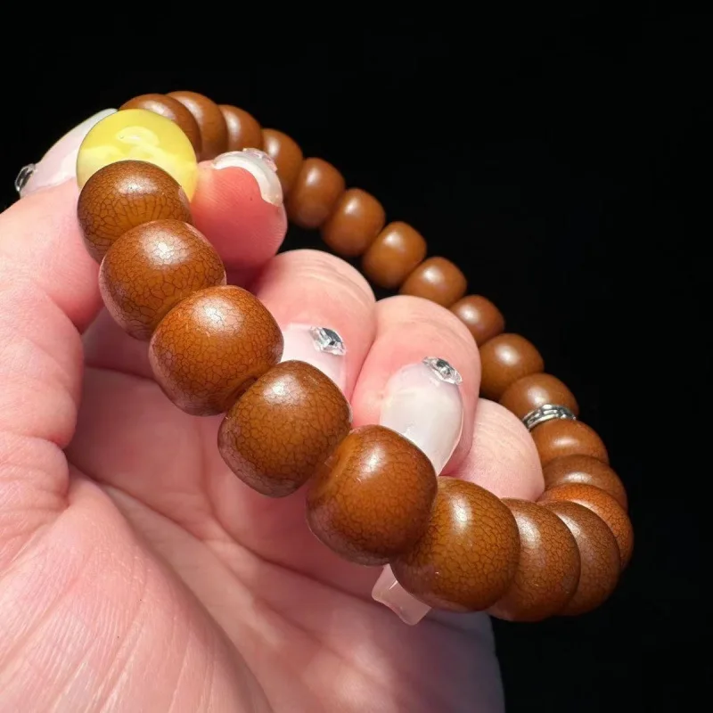 

Браслет из корней дерева с эффектом патины, 11 бусин из старого материала Бодхи, буддийский аксессуар для мужчин и женщин