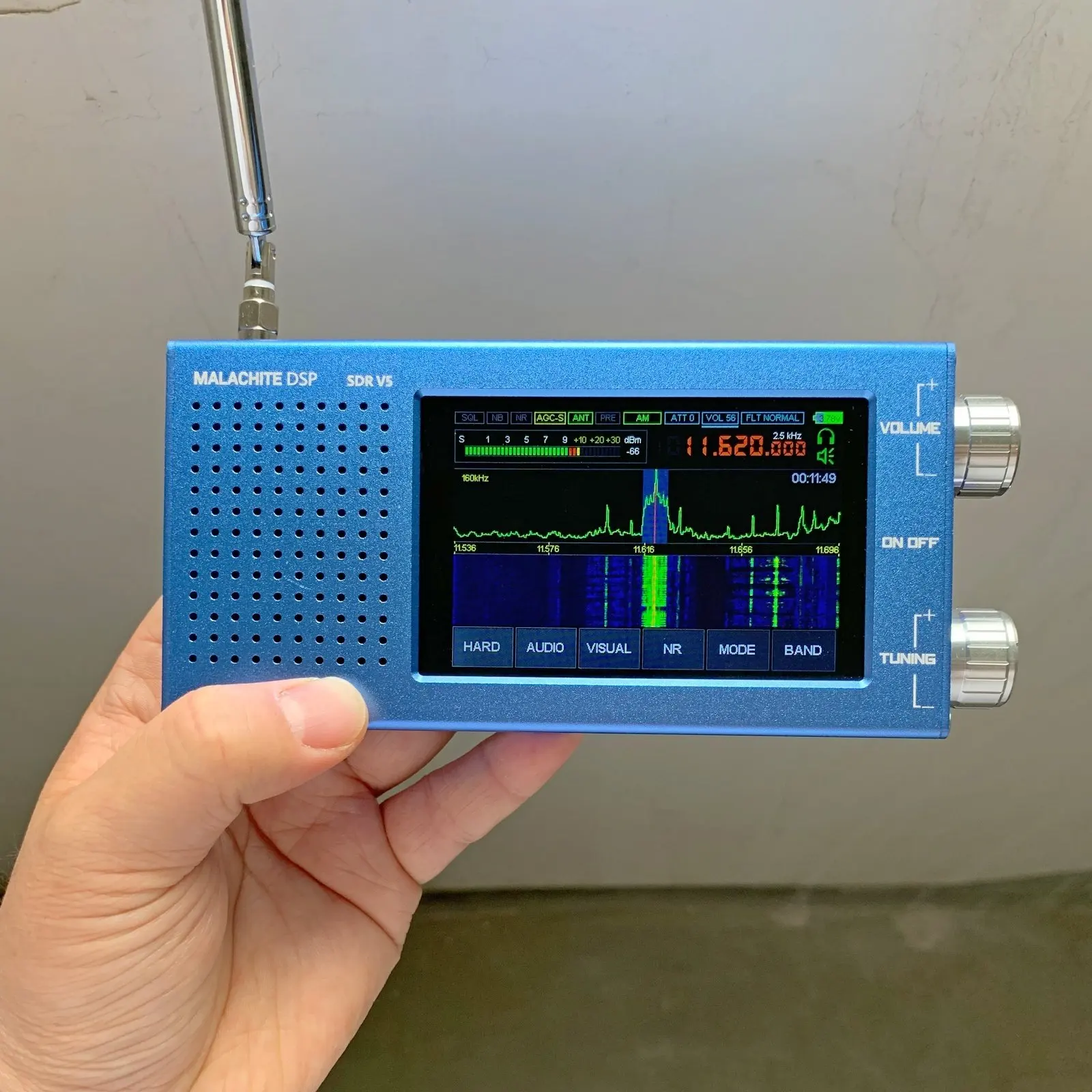 Receptor de radio V5 de malaquita Dsp Sdr 1.10d con placa opcional de metal 5000mah Am Cw Ssb Nfm Wfm