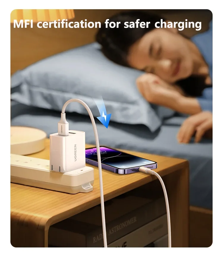UGREEN TPE iOS USB Charger Cable USB A to 8 Pin Charger Cable High Speed Transfer Cord Data Cable for iPhone 14 13 12