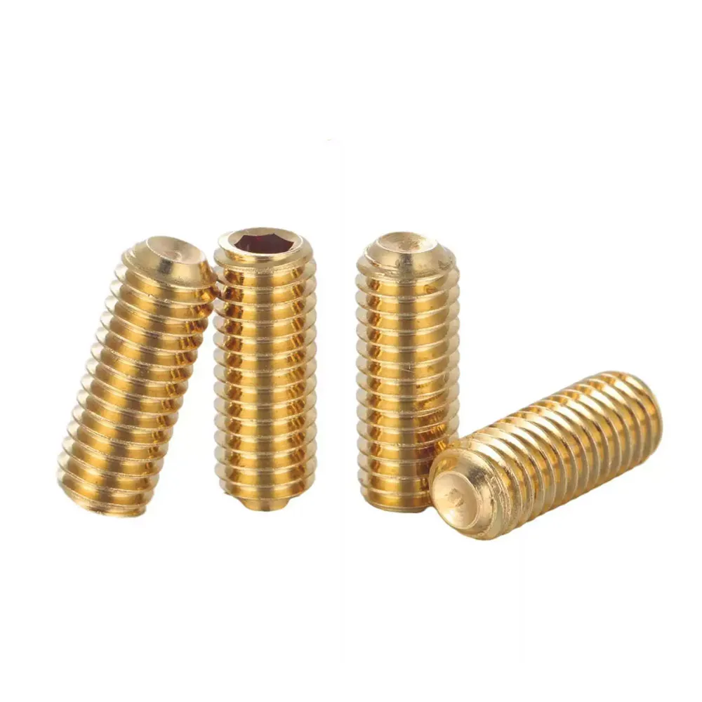 DIN916 Brass Hex Socket Set Screws M2-M12 Copper Precision Machined Concave-end Set Screw Headless Hexagonal Socket Stop Screw