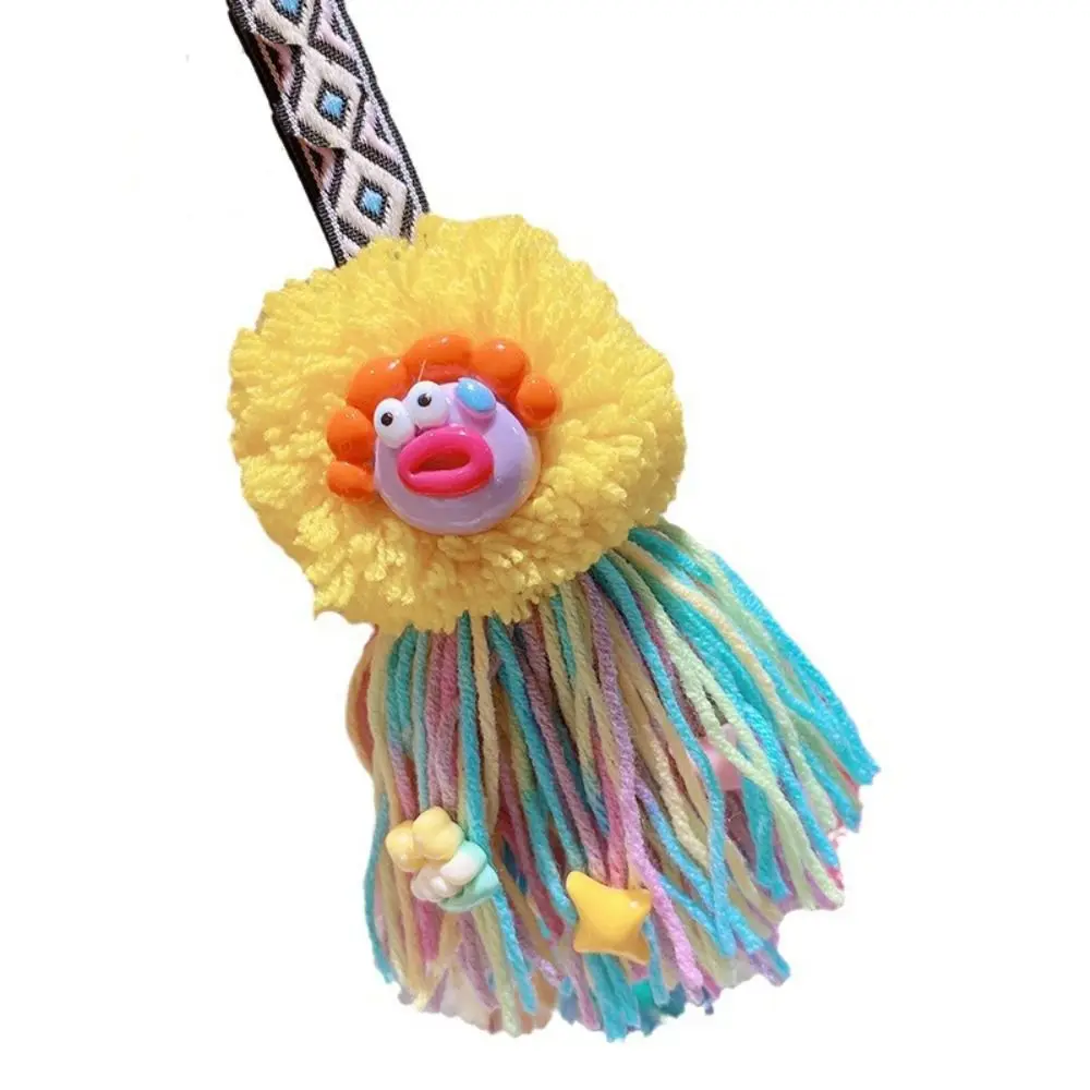 Fashion Funny Plush Keychain Fluffy Big Mouth Jellyfish Ornaments Star Tassel Ugly Doll Pendant Boy