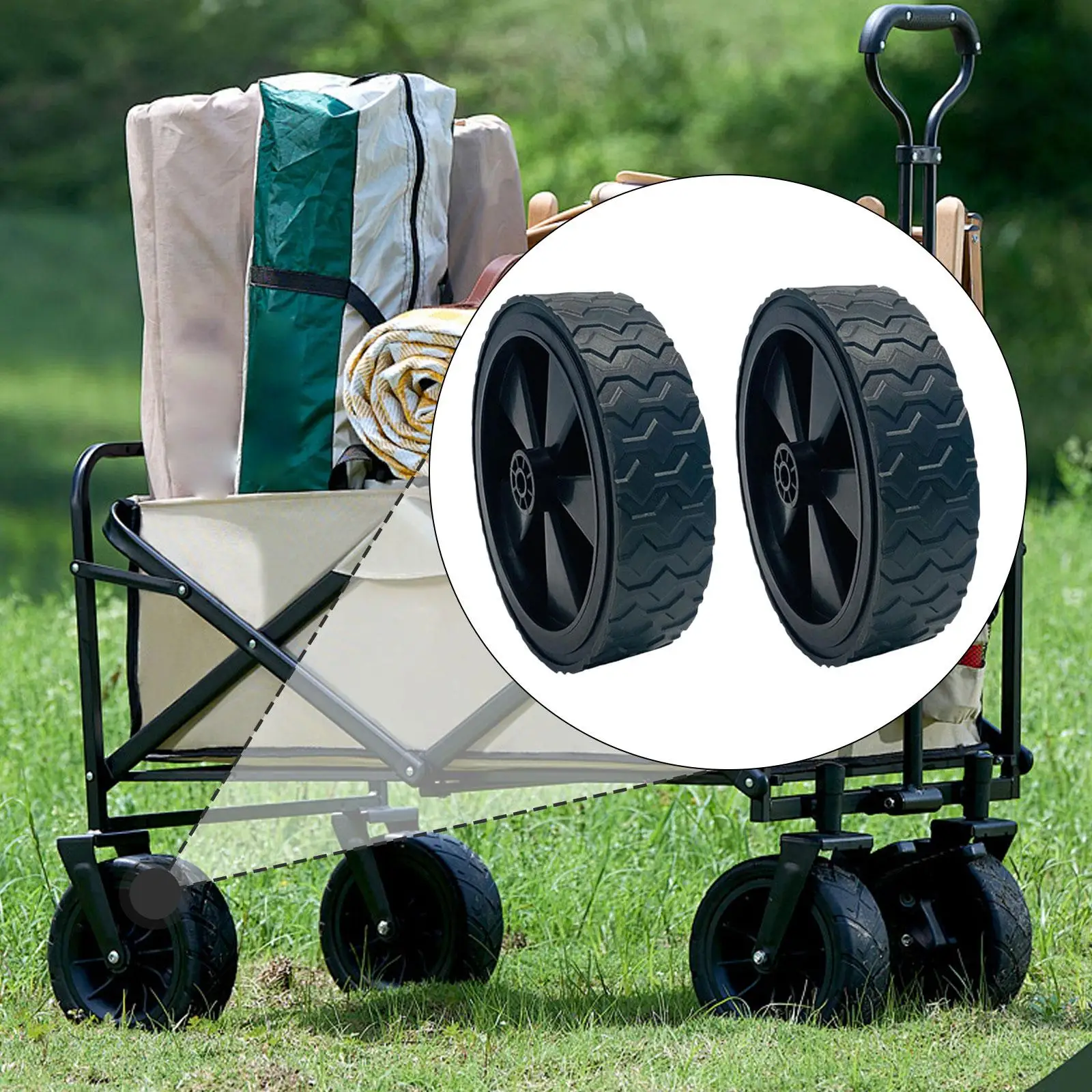 

Garden Cart Replacement Wheels 5 Inch Rubber Tire Flat Free Hand Truck Wheel for Folding Wagon Lawn Mower Shopping Cart