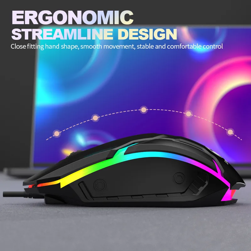 Проводная игровая мышь Li Mei S1 — RGB-подсветка USB eSports и офис для ноутбука/настольного компьютера
