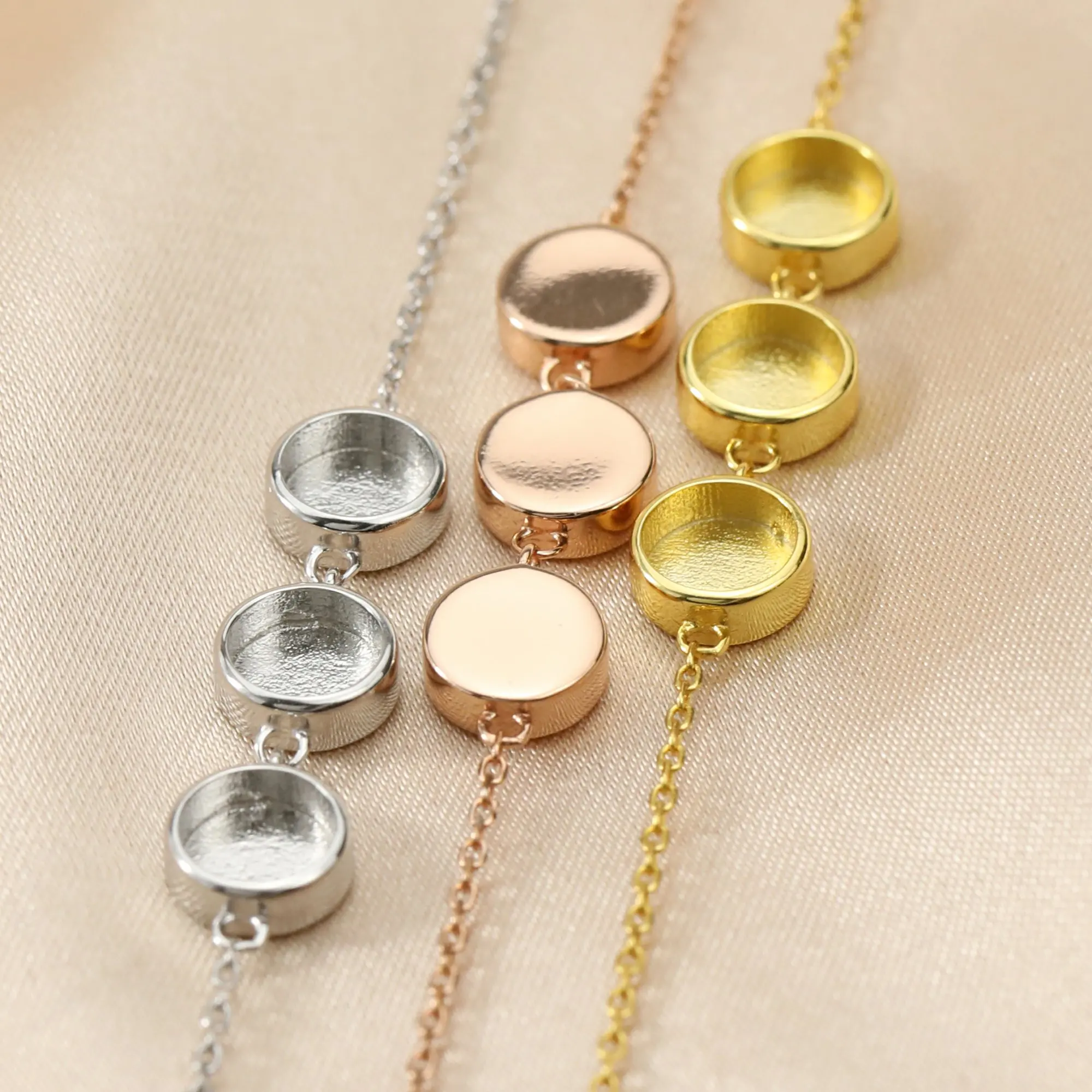 6MM Round Keepsake Mother Milk Bezel Settings for Resin Solid 925 Sterling Silver DIY Pendant Bezel with Necklace 1411304