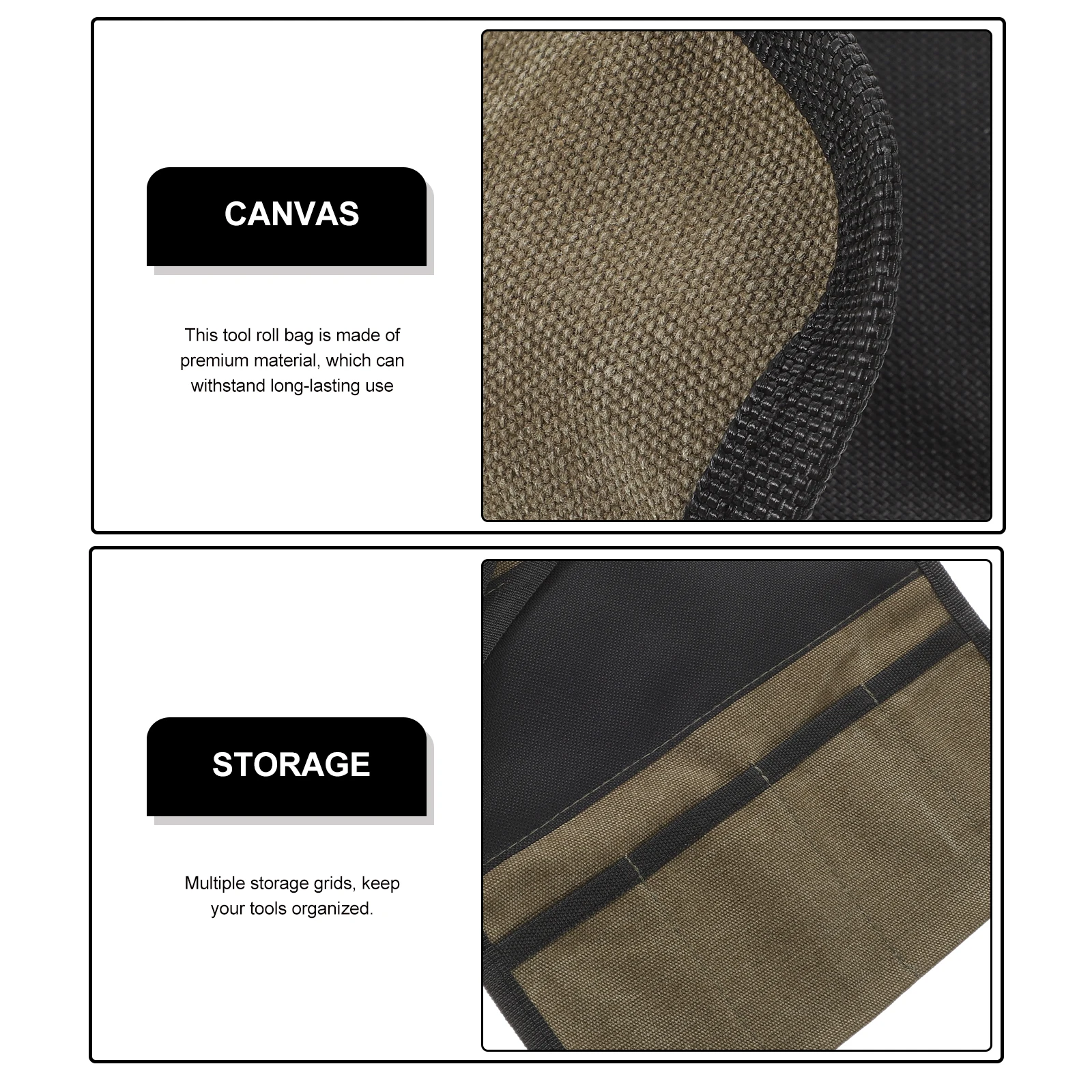 

Thickened Canvas Tool Organizer Bag Wrench Screwdriver Plier Storage Pouch Heavy Duty Tool Roll Bag Multiple Grids