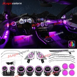 For Mercedes-Benz W205 C GLC X253 2014 - 2019 Car Ambient Lights 64 Colors RGB LED Vents Speaker Foot Decorative Lights Retrofit