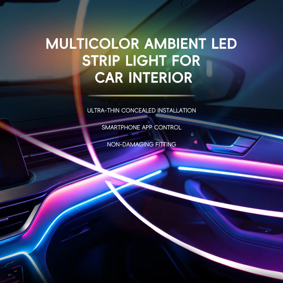 شريط إضاءة LED داخلي للسيارة 1 - مراجعة Car Interior Led Strip App Control وسعره