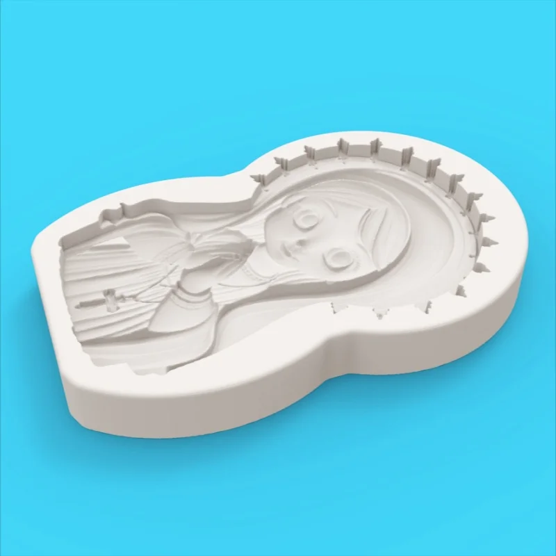【Q Version Saintess Prayer Statue Silicone Baking Mold】Halo Cross Shape Chocolate Candy Fondant Decoration Mold - view 3