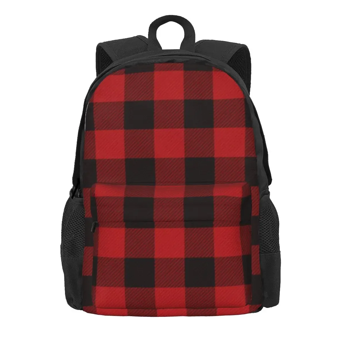 Country Christmas Cottage Primitive Lumberjack Buffalo Plaid Backpacks Bookbag School Bags Rucksack Laptop Rucksack Shoulder Bag