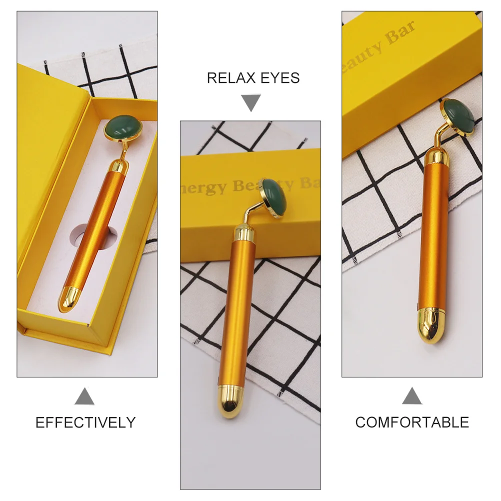 جهاز تدليك كهربائي للوجه باللون الذهبي لشد البشرة ومضاد للتعب والاسترخاء العين