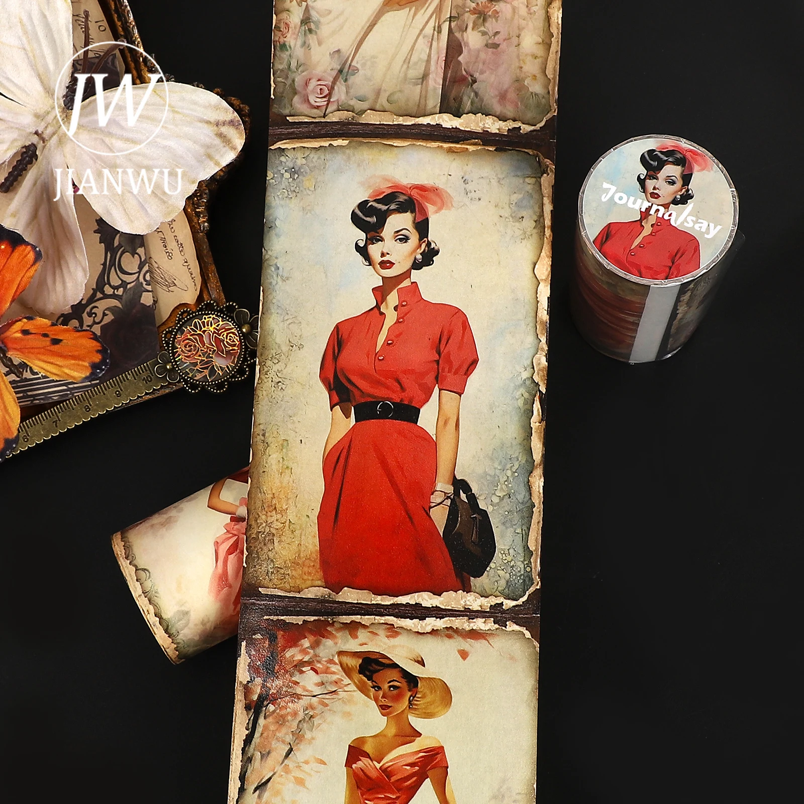 JIANWU 80 مللي متر * 205 سنتيمتر خمر 1950's امرأة شخصية المشهد المواد الكولاج سجل القصاصات اشي الشريط الإبداعية مجلة بها بنفسك مجلة القرطاسية #6