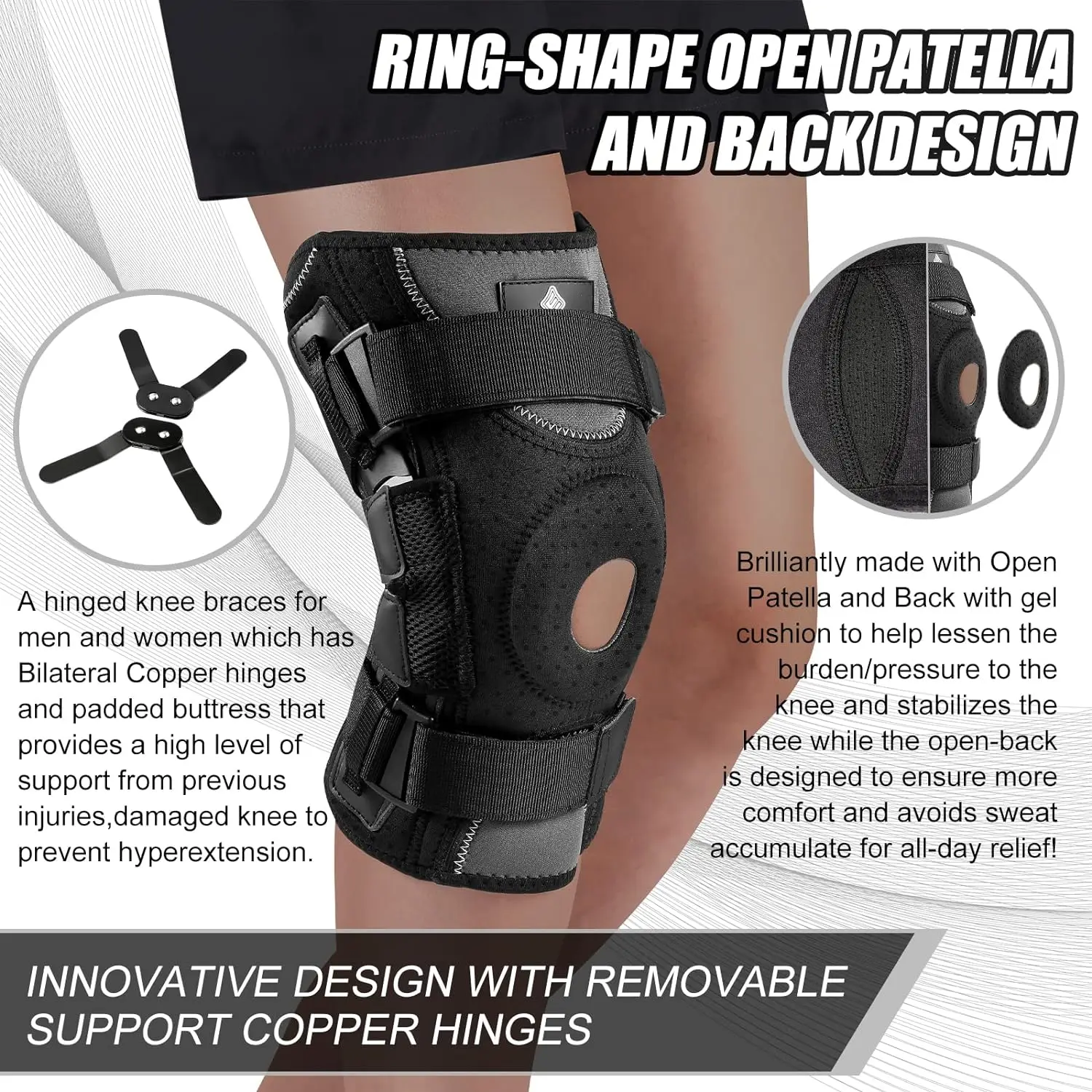 NEENCA Hinged Knee Brace Support for Knee Pain with Side Stabilizers&Gel Pad Arthritis Meniscus Tear Knee Pain Relief, ACL, PCL