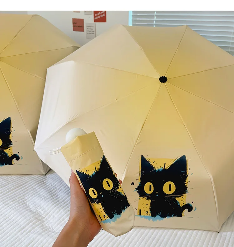 Yellow Cat Umbrella Full Automatic New Fashion Cartoon Umbrella Strong UV Protection Sombrilla Auto