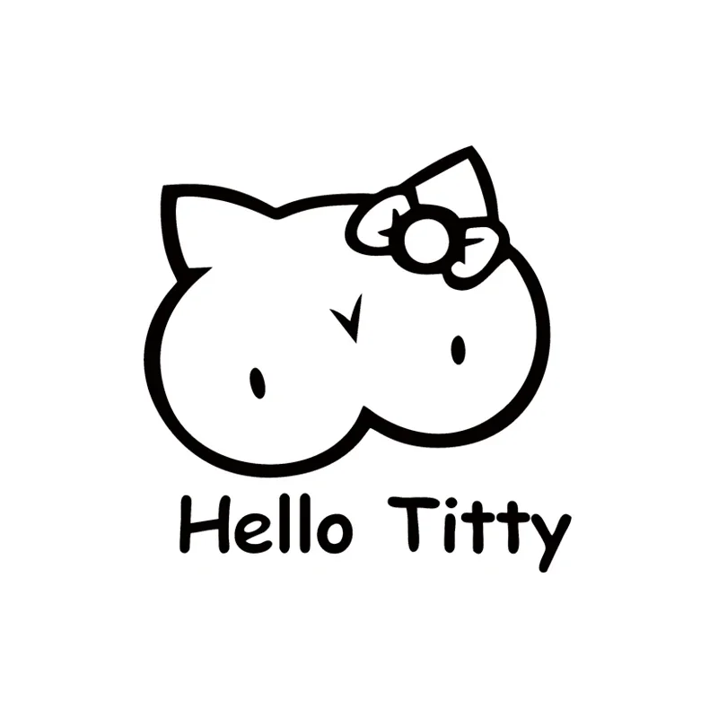 

Hot selling personality style Hello Titty cute little cat fun car vinyl stickers window car accessories Jdm motorcycle stickers