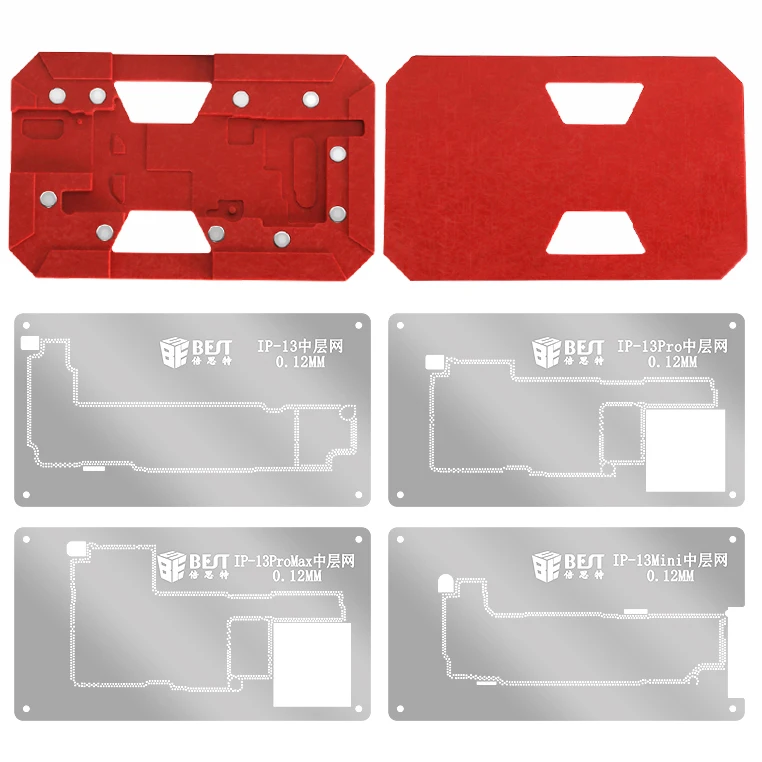 Estêncil magnético reballing de solda do posicionamento bga da cpu do pro 13 para o ip 13 da tabela de plantio da lata melhor BST-082 4 em 1 para o pro max mini
