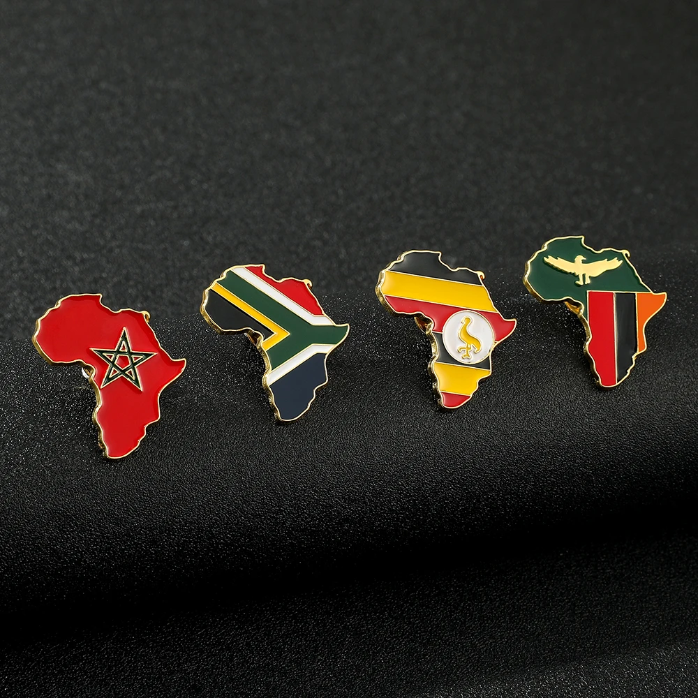 Creative Africa Map Enamel Brooches Pins Charms Jewelry Ghana Nigeria Congo Sudan Somalia Uganda Zimbabwe Countries Map Badge