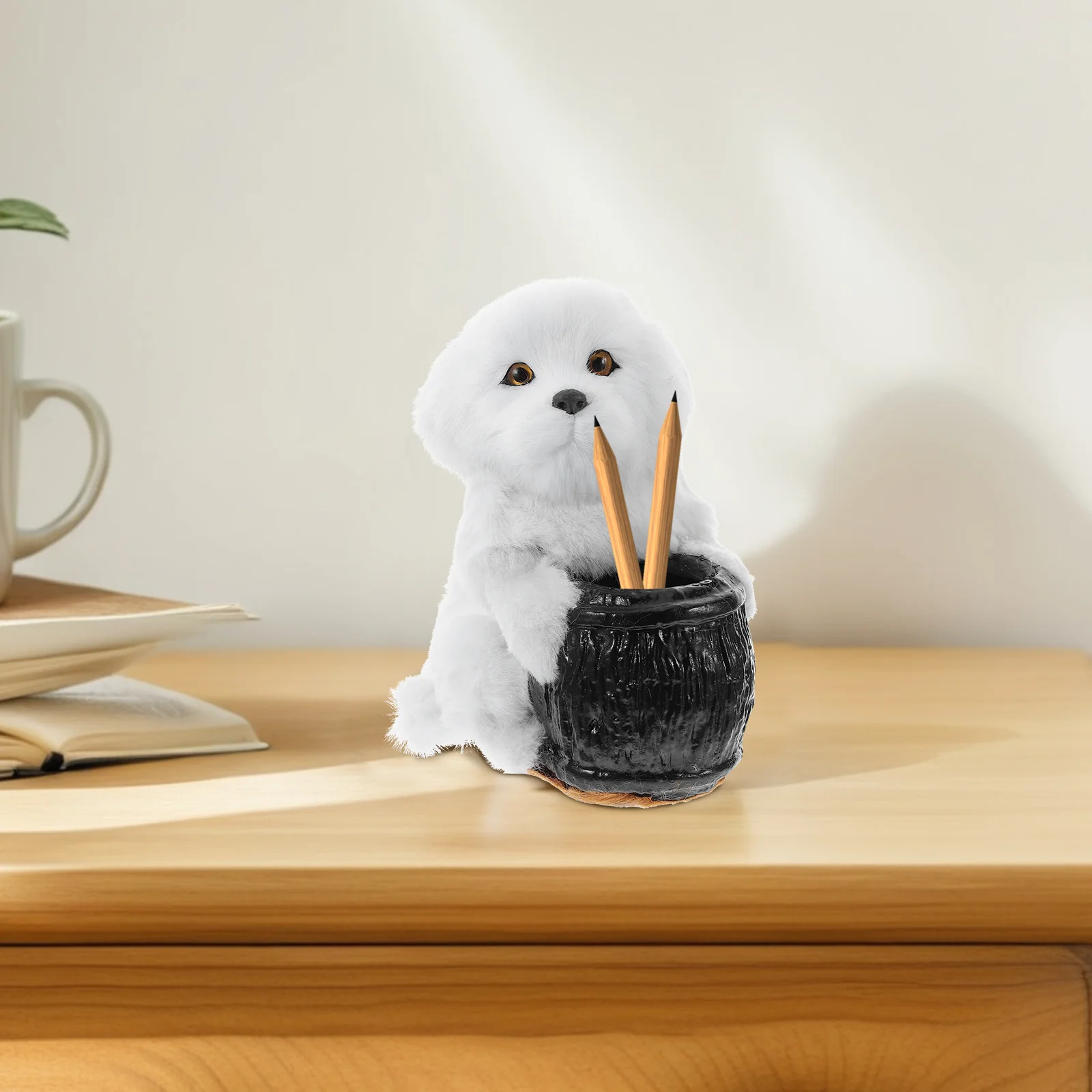 책상 조직을위한 귀여운 강아지 플러시 펜 홀더 다기능 편지지 홀더 개 파티는 재미 있은 펜 홀더 플러시 펜 홀을 선호합니다