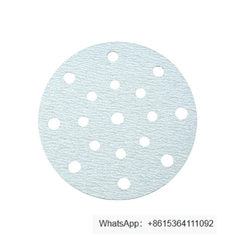 

grinding light 6 inch 17 hole flocking sandpaper PC45 car dry grinding white sand 150mm back fleece100 pieces a pack