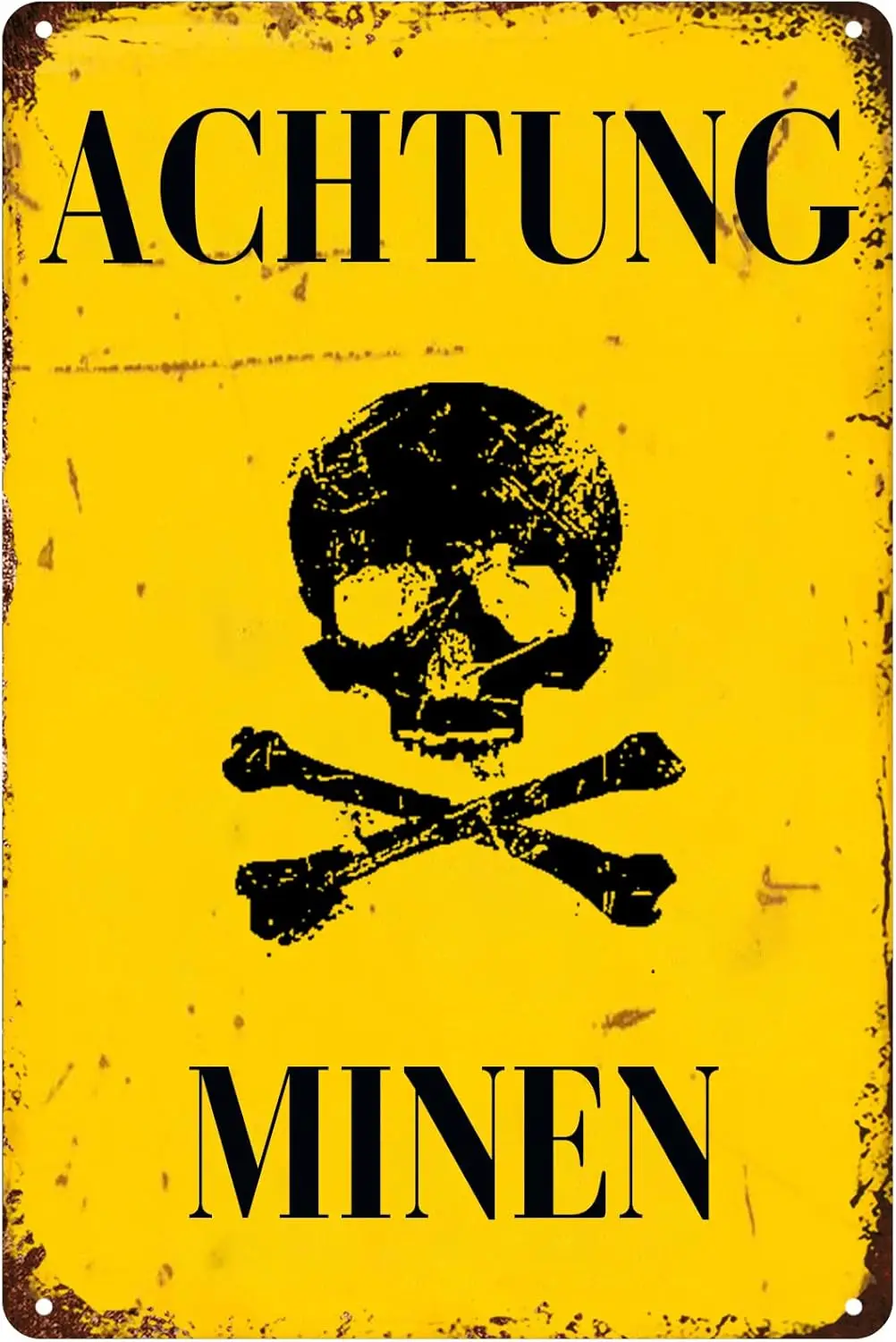 Achtung Minen Metal Signs Military Tin Sign Warning Mine Man Cave Metal Sign Plaques Poster for Yard Sign Garage Wall Decor Sign