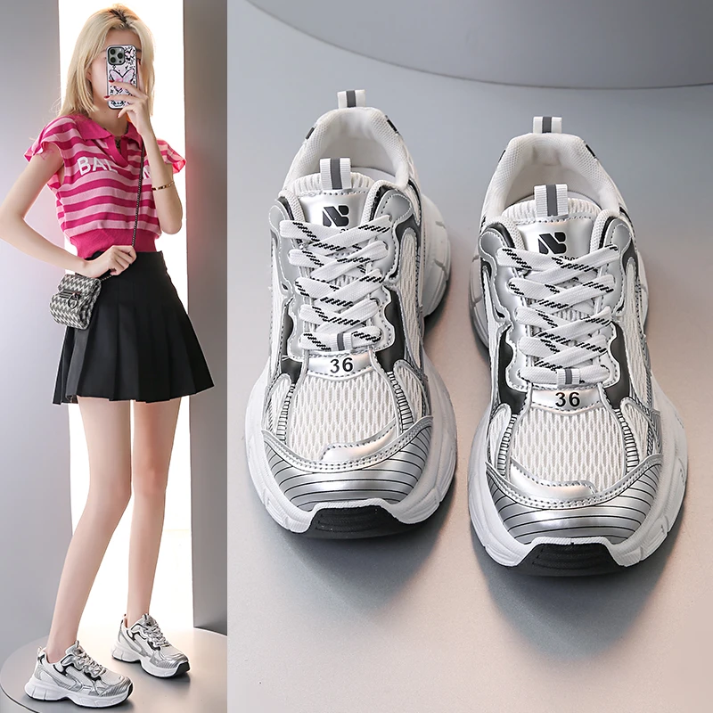 

Fashion Breathable Mesh Comfortable Casual Sneakers Platform Casual Walking Sneakers Lightweight Casual Sports Running Shoes
