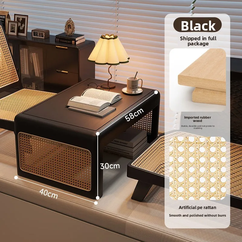 

Solid Wood Bay Window Table Japanese Low Tea Table for Tatami Minimalist Floor Desk Multi-Use Bed Tray & Balcony Coffee Stand