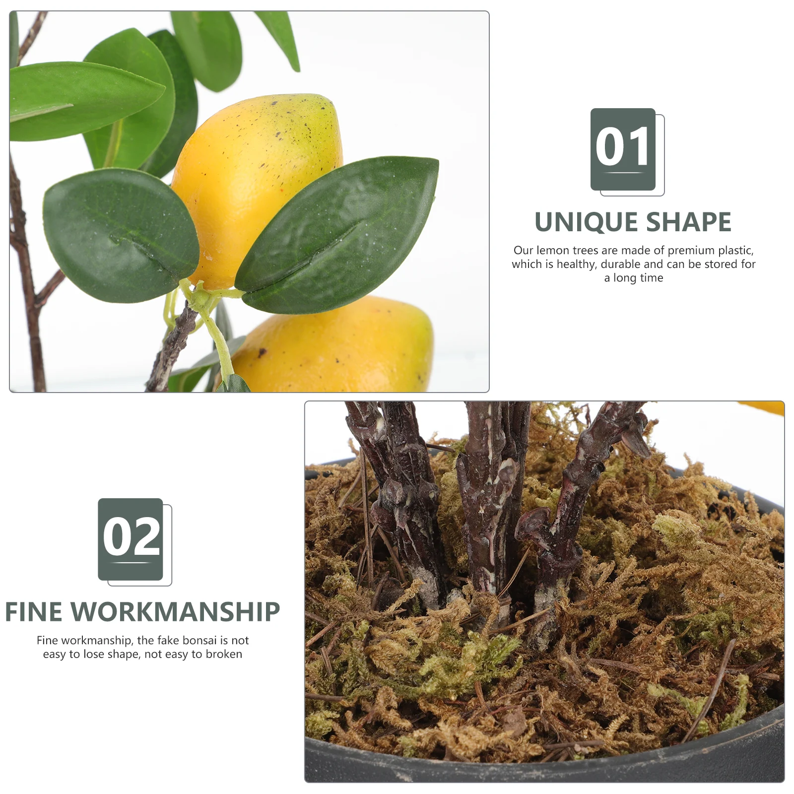 

Fake Lemon Bonsai Artificial Decorative Realistic Green Potted Bonsai Simulated Home Kitchen Decor Desktop Adornment Stress