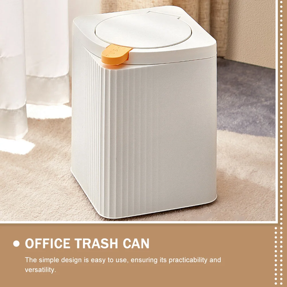 

Trash Bin Press Can with Cover Human Body Countertop Garbage Indoor White Kitchen under Office