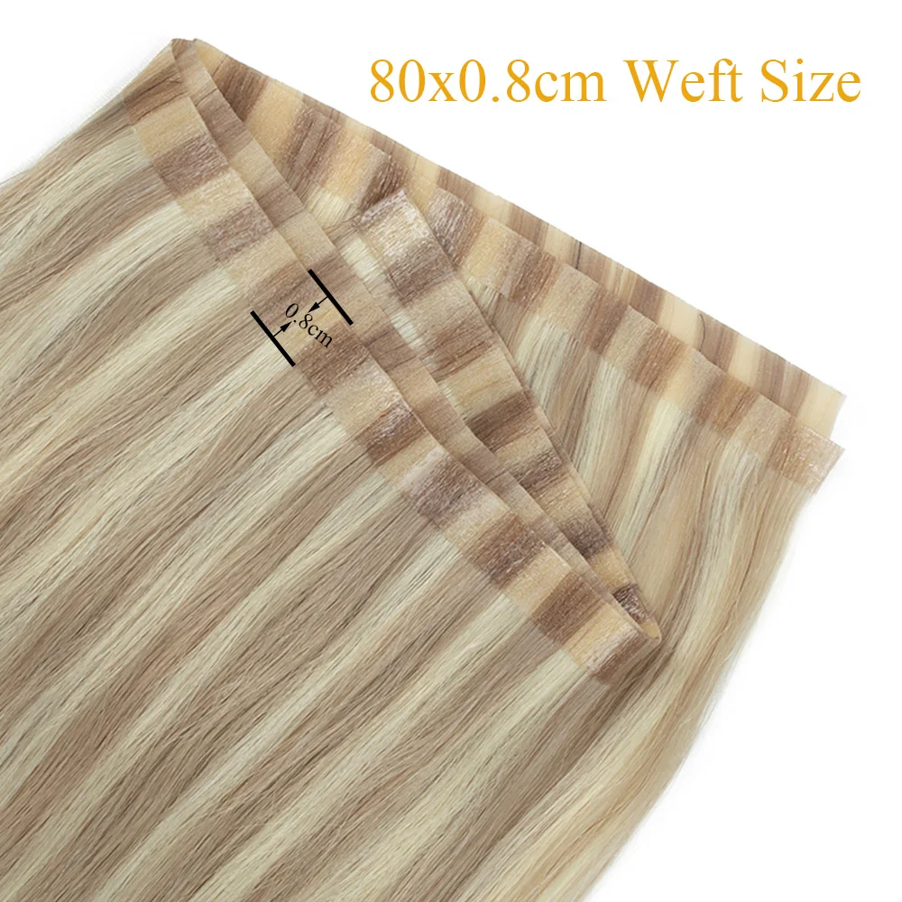 Straight Long PU Tape Weft Human Hair Extensions 12