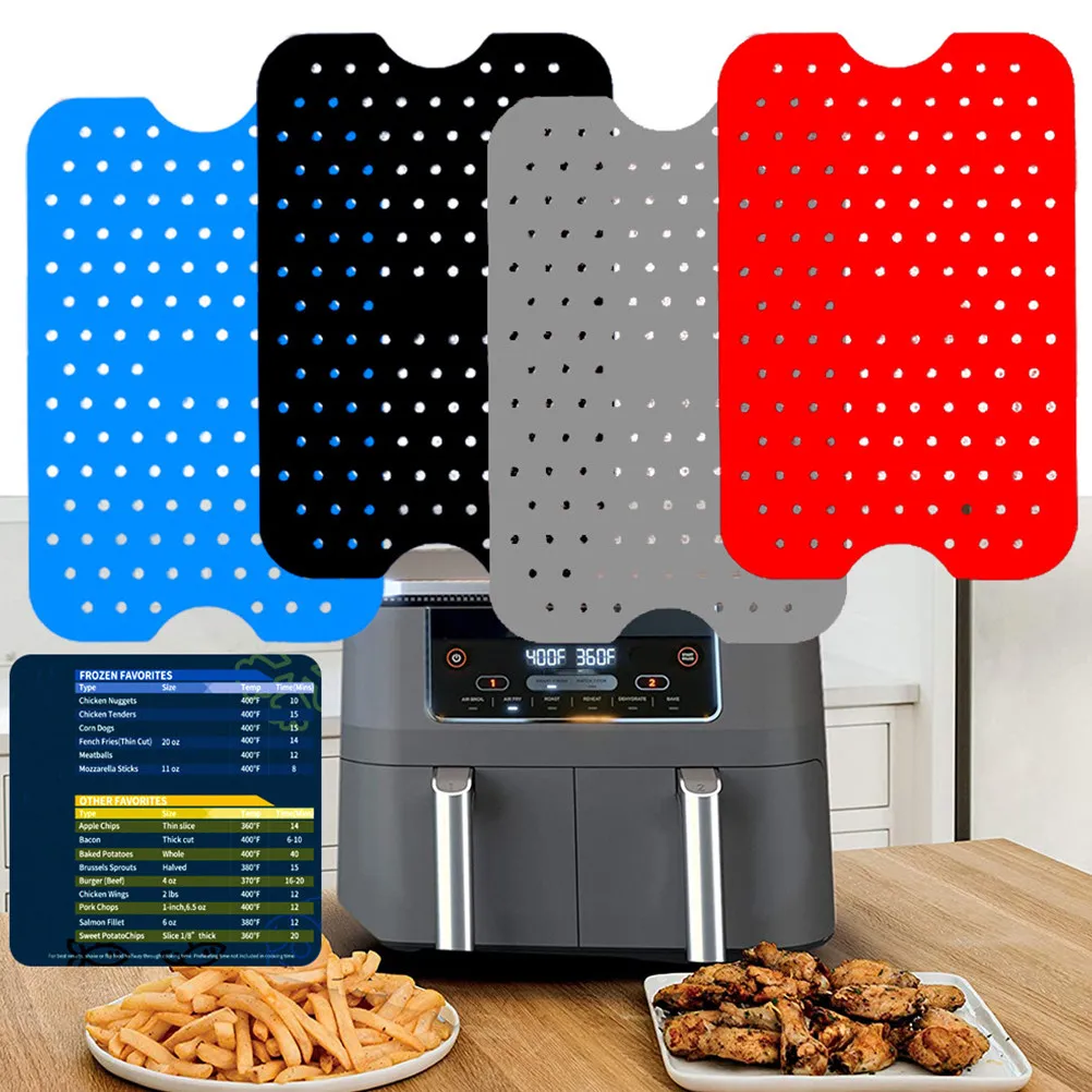 2Pcs Silicone Air Fryer Pads Reusable Heat Resistant Non Deform Baking Mats Kitchen Accessories Dishwasher Safe Even Heat