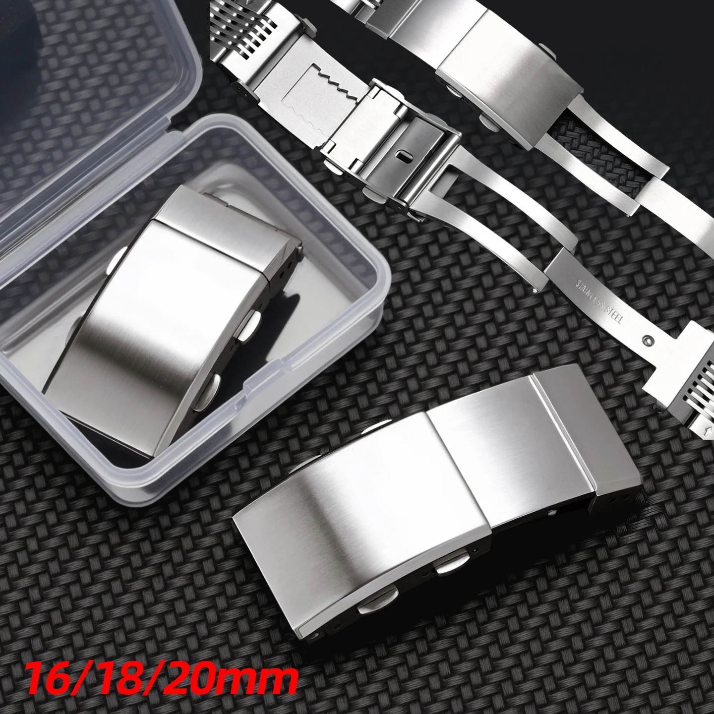 

For Silicone rubber stainless steel Watchband 316L Clasp Buckle 18 20mm 22mm Adjustable Watch Button Extendable Metal Accessorie