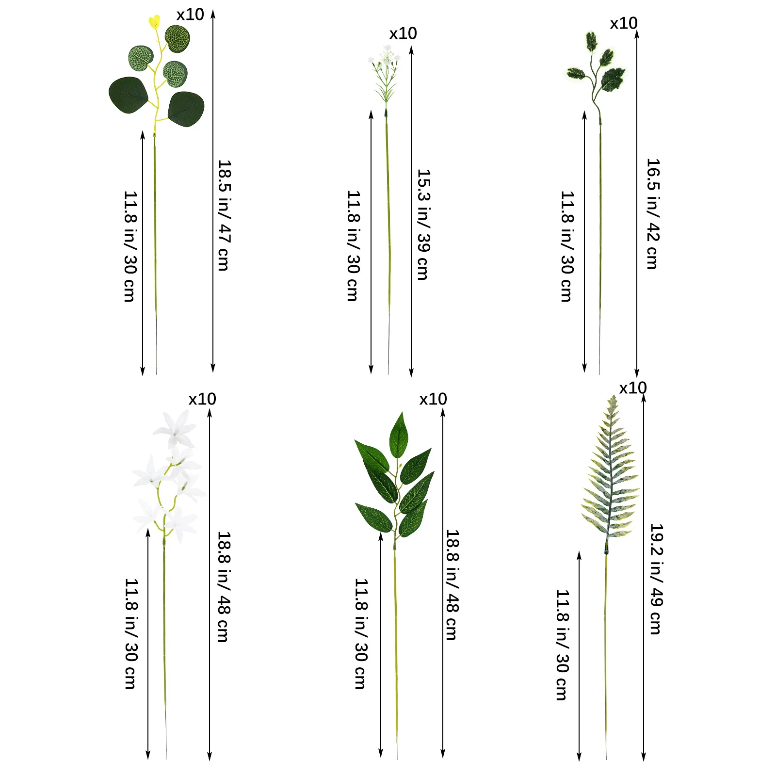 

60 Pcs Artificial Green Plants High Realism Plastic Stems Fake Flowers Versatile Use Home Decor Office Displays Easy Maintenance