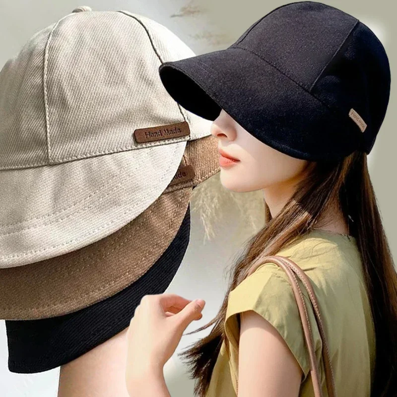 Women\'s Foldable Sunhat Summer Outdoor Beach Fisherman Hat Sunscreen UV Protection Cap Adjustable Cotton Wide Brim Bucket Caps