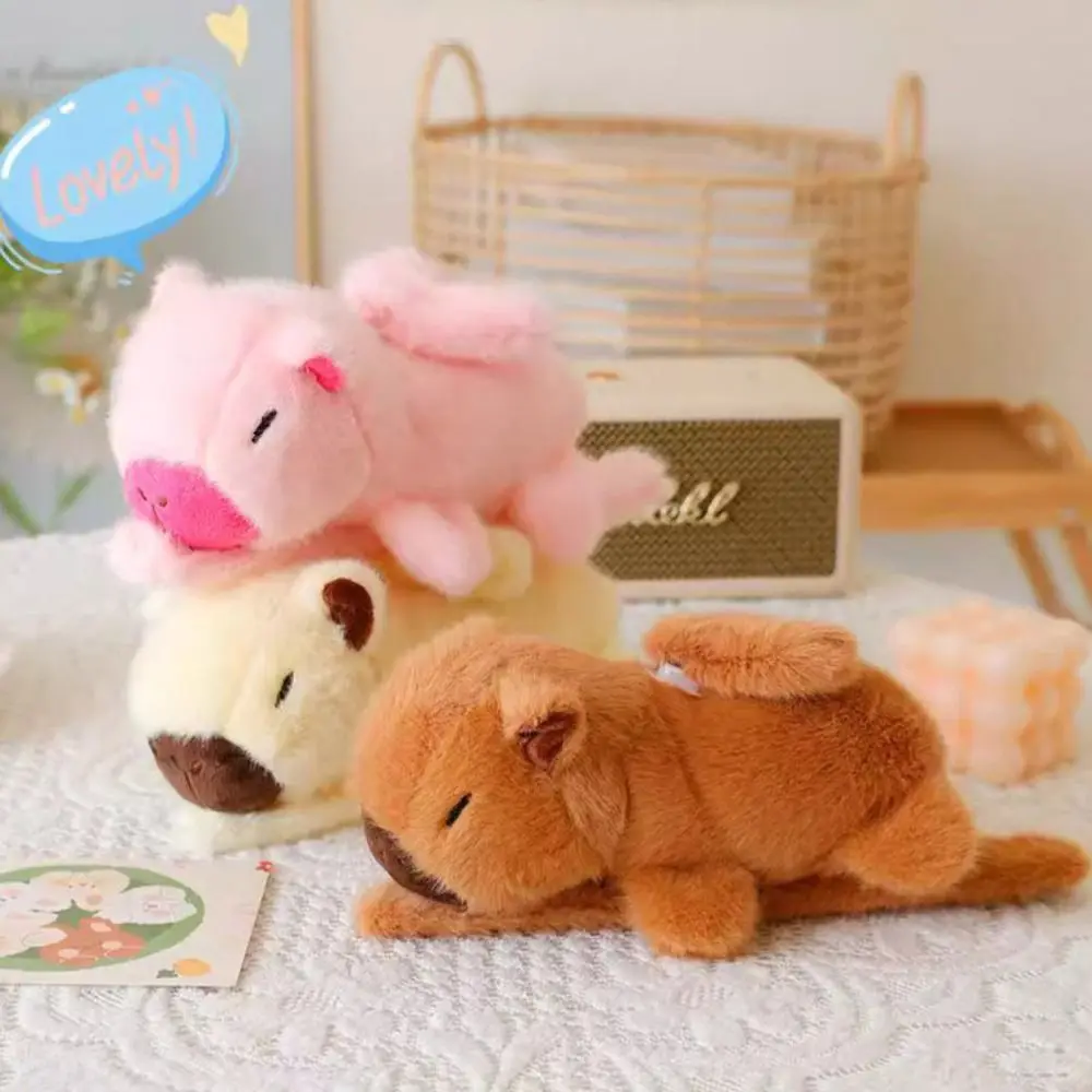 Capybara Rodent Slap Bracelet Series With Wings Wings Trembling Plush Doll Slap Bracelet Pull Rope สีชมพู