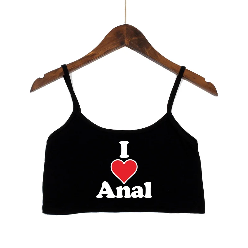 New Anal Love Heart Print Summer Women's Crop Top Sexy Elastic Cotton Camis Sleeveless Short Tank Top Bar Hot Tops for Women