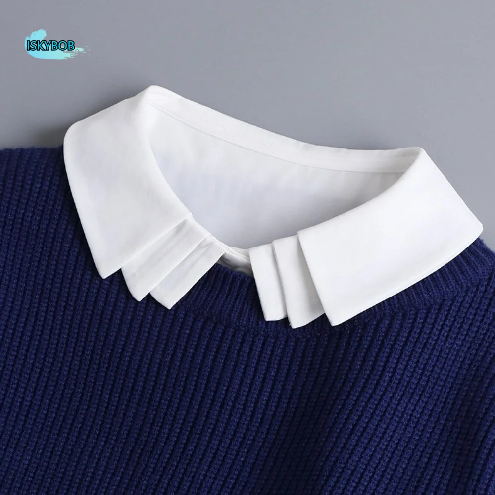 

Ruffles Multi-layer Removable Fake Collar Button Pleated Detachable Collar White Polyester False Collar Sweaters