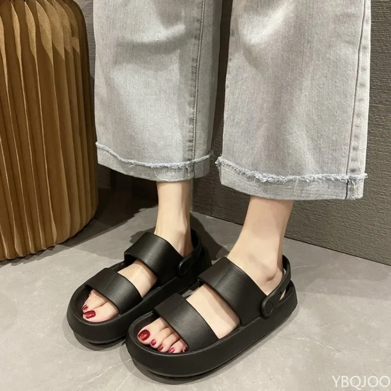 Women Home Slippers With Snaps Non-slip Platform Couple Beach Shoes Outdoor Comfortable Sandals Outdoor Women  Breathable Casual image 3