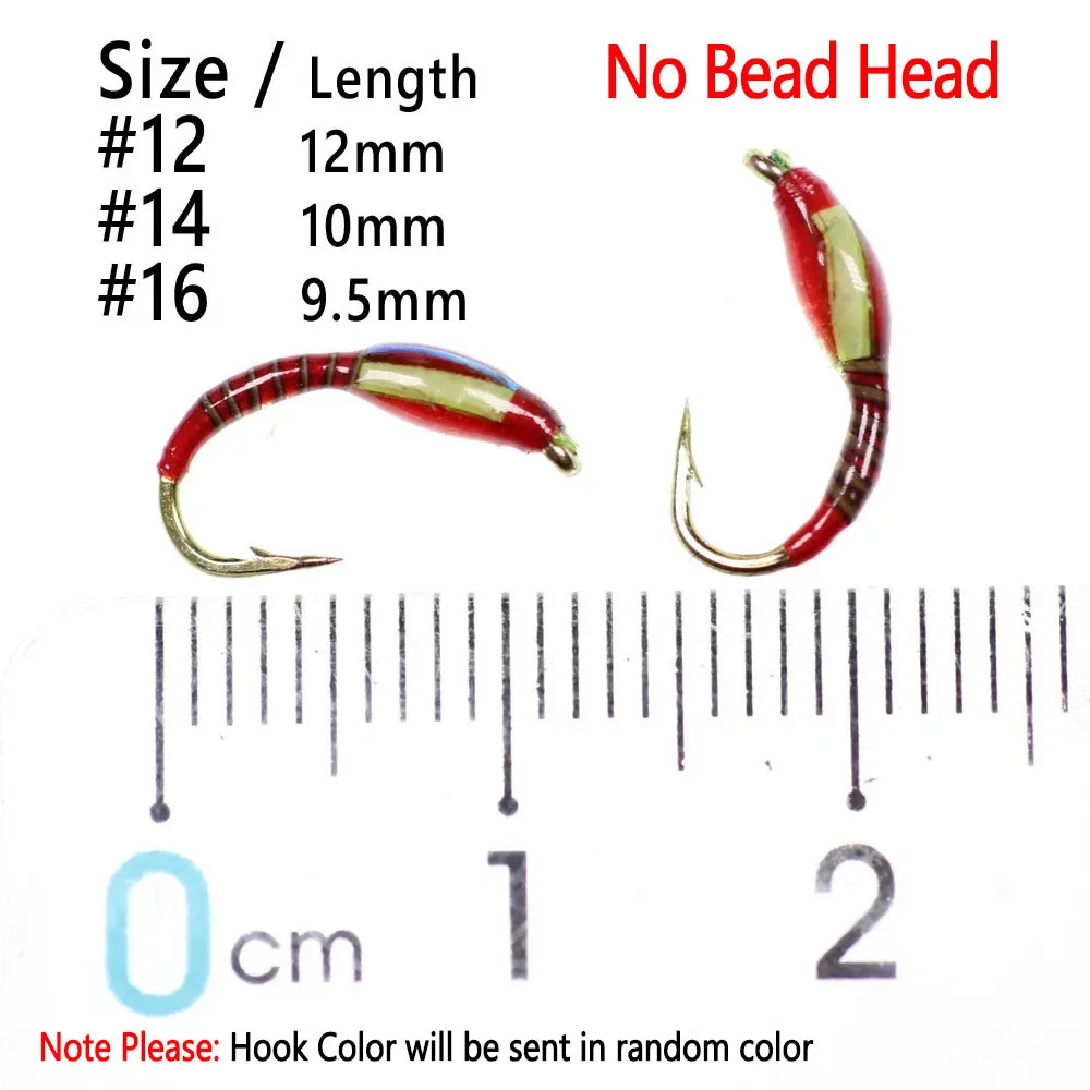 6PCS #10 #12 #14 #16 Peacock Herl Ribbed Red Color Rasin Coated Body Blue Flash Back Yellow Cheek Buzzers Nymph Fishing Flies view 4