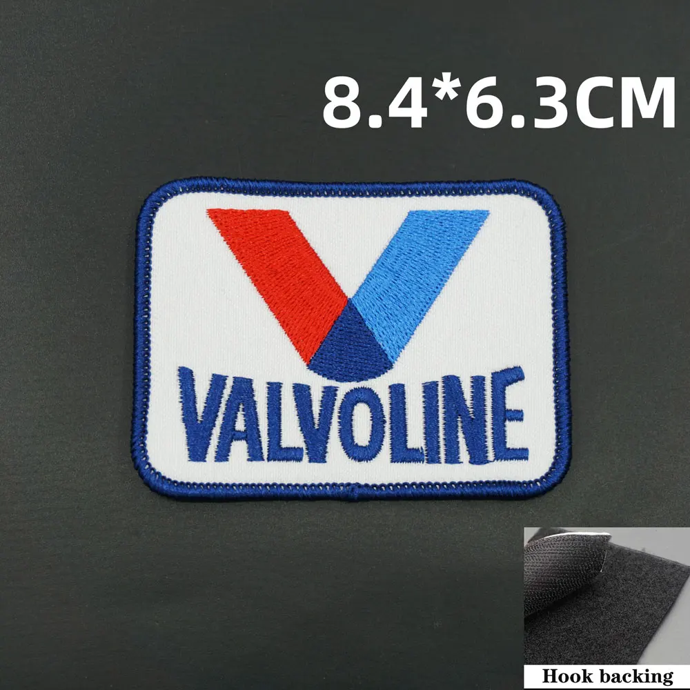 valvoline oil badge Embroidered Patches for Clothing, Backpack Badge with Hook Backing, Armband Patches